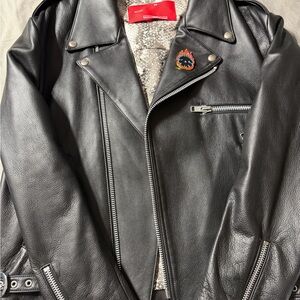 Men's Black Leather Biker Jacket with Zip Detailing